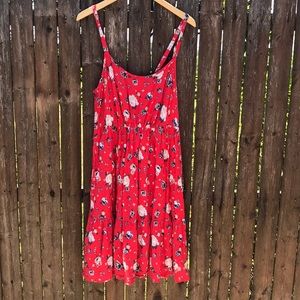 Red floral dress with adjustable straps